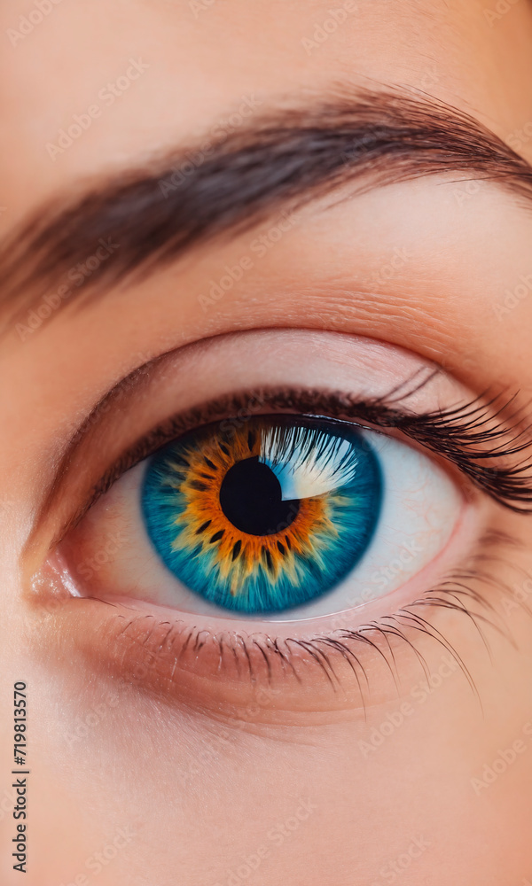 Close-up of human blue eye with pupil. Close-up of human blue eye with pupil.