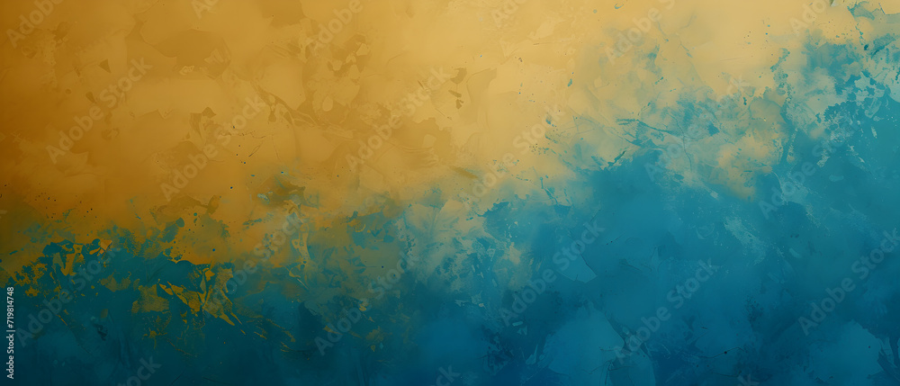 Abstract Painting of Blue and Yellow Colors
