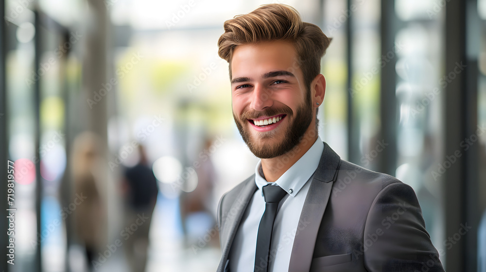 Smiling Man in a Business Suit and Tie