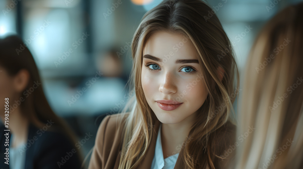 Woman With Blue Eyes Looking at the Camera