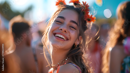 Smiling Girl With Flowers in Her Hair © Daniel