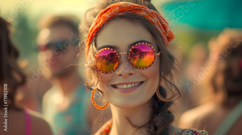 Woman Wearing Sunglasses and Headband Outdoors