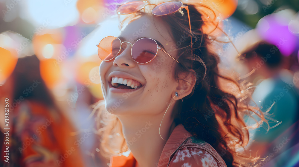 Smiling Woman Wearing Sunglasses
