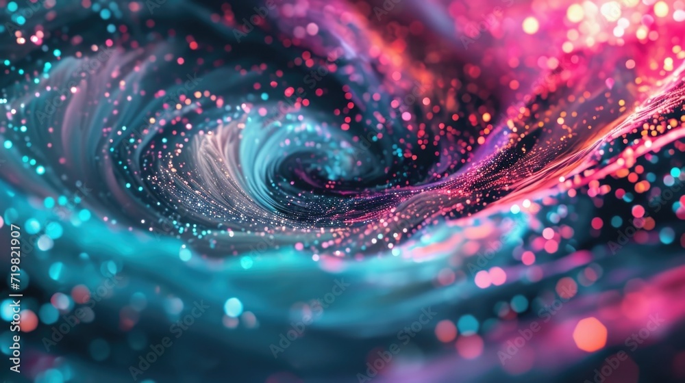 A nebula of neon lights swirling together in vibrant shades of pink and blue.