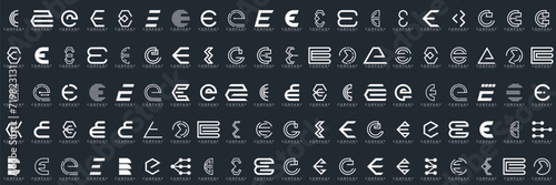 mega set letter E logo design, icon abstract template inspiration
