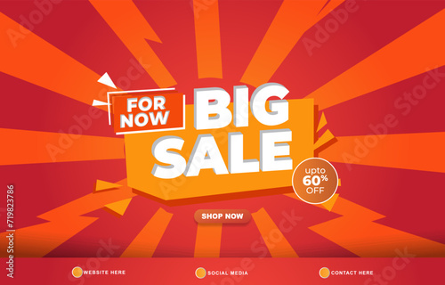 big sale discount sale template banner with copy space for product sale with abstract gradient red and orange background design
