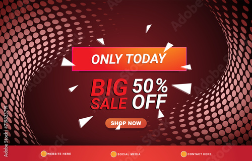 big sale discount template banner with copy space for product sale with abstract gradient orange and red background design