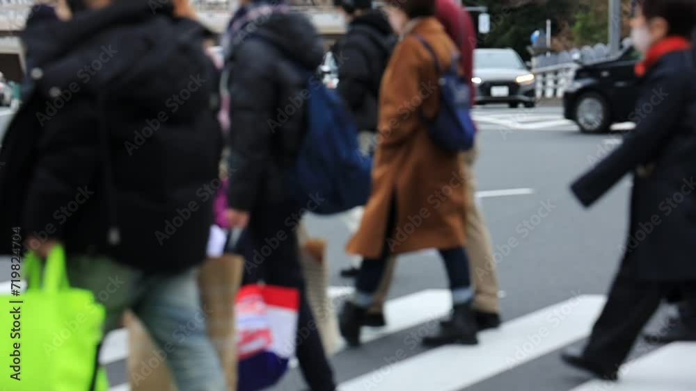 横断歩道を渡る人々 スローモーション ぼかし 横断歩道を渡る人々 スローモーション ぼかし