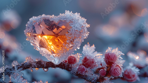 Diamond with a pattern of frozen branches patterns created by frozen branches give the diamond a winter and arctic appearanc photo