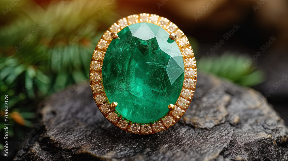 Emerald with inserts of golden veins golden inserts that give the emerald luxury and sophisticatio