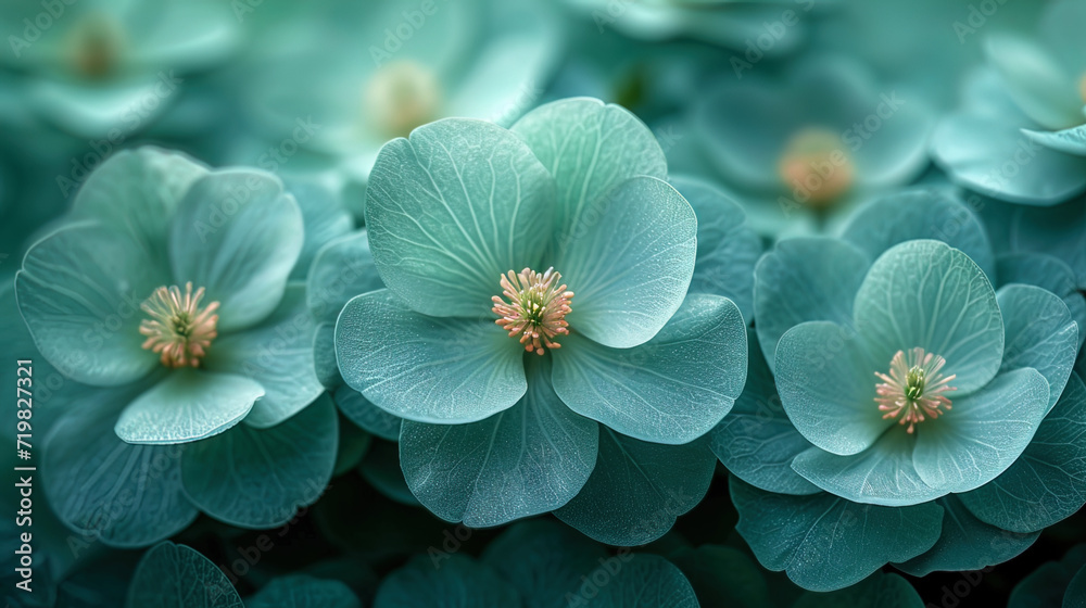 Emerald with soft overflow of green shades smooth flowers transitions that create the effect of softness and naturalne - obrazy, fototapety, plakaty 