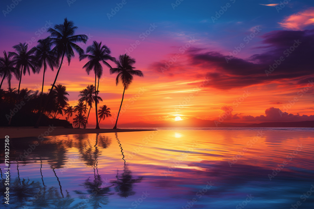 beautiful beach view with sunset