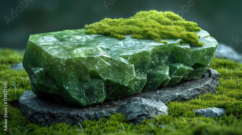 Emerald with the texture of green moss a texture that creates the impression of green moss on the surface of the emer