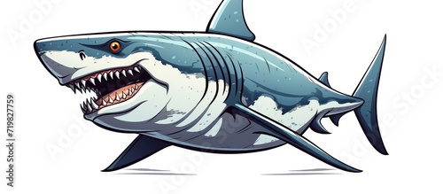 Shark. Hand drawn monochrome illustration isolated on white background.