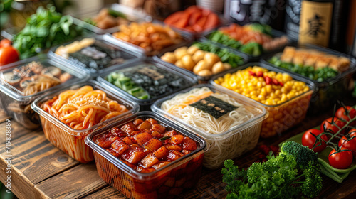 Food packaged in containers for delive photo