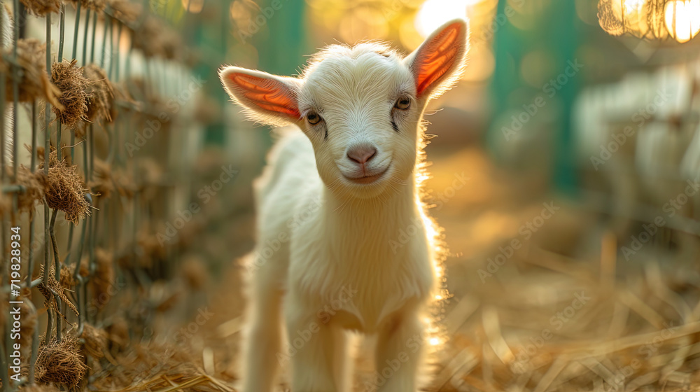 Fototapeta premium Growing goats for eating on an industrial f