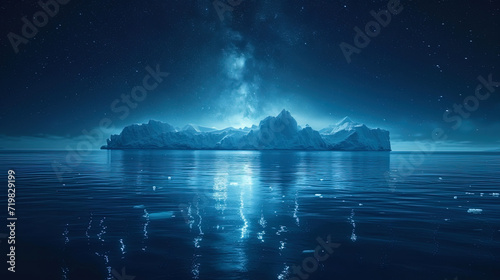 Ice with a reflection of the starry sky brilliance and light, reflected from ice, create the impression of the starry