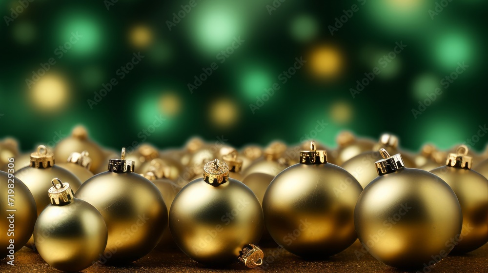 New Year's green and gold Christmas balls. Neural network AI generated art New Year's green and gold Christmas balls. Neural network AI generated art