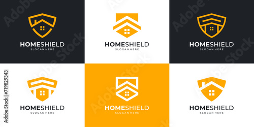 Set of home shield logo design template photo