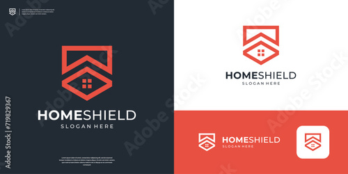 Geometric home shield logo design abstract