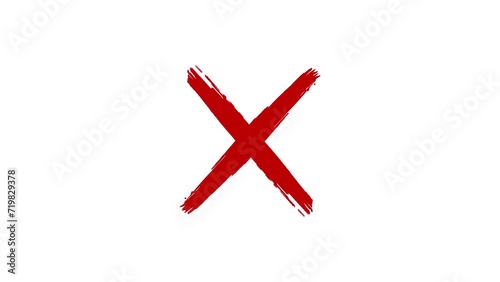 red cross mark symbol of cancel, deny, wrong or incorrect in motion graphic animation on white background