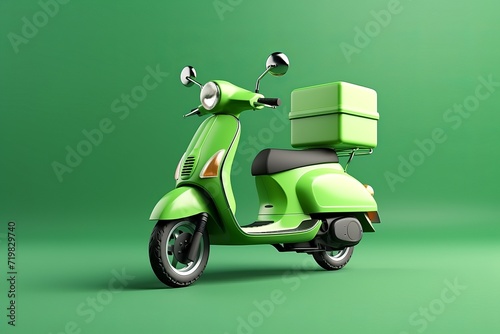 High-Speed Delivery Scooter, Captured in a Dynamic Pose on a Green Background, Generative AI