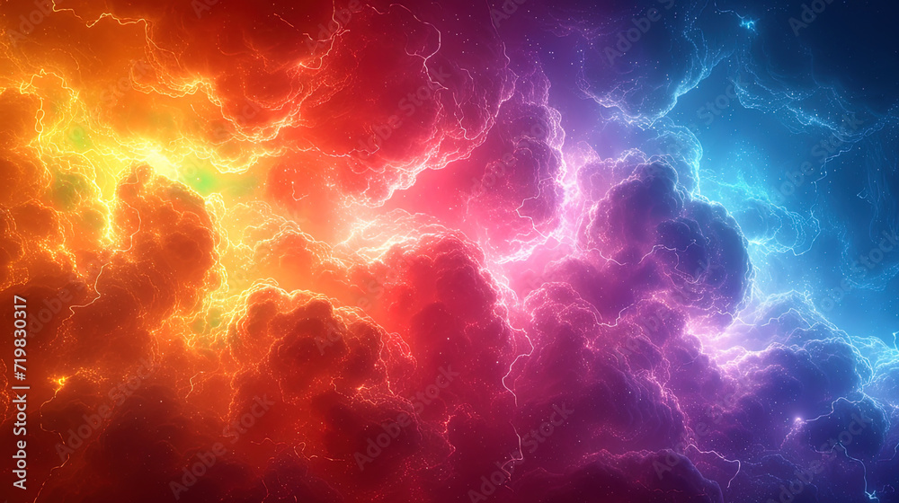 Lightning texture in the rainbow bright and colorful flashes of lightning, creating a colorful and cheerful effe