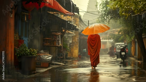 Spiritual Tranquility, Buddha in Thailand with Urban Expressionism photo