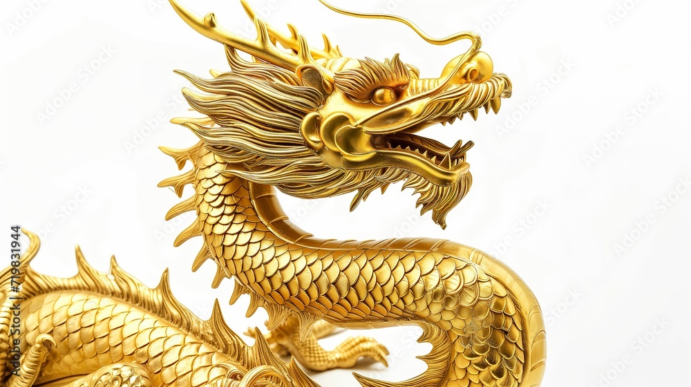 Festive Chinese Dragon, Gold Symbol of Good Fortune, New Year Concept Festive Chinese Dragon, Gold Symbol of Good Fortune, New Year Concept