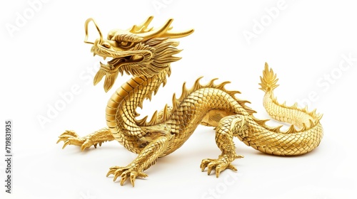 Festive Chinese Dragon, Gold Symbol of Good Fortune, New Year Concept