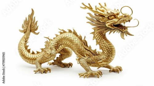 Festive Chinese Dragon  Gold Symbol of Good Fortune  New Year Concept