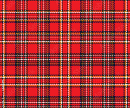 Red, black, yellow, white plaid pattern, seamless background, unique and timeless for designing clothes, making skirts, pants or decorating. Vector illustration.