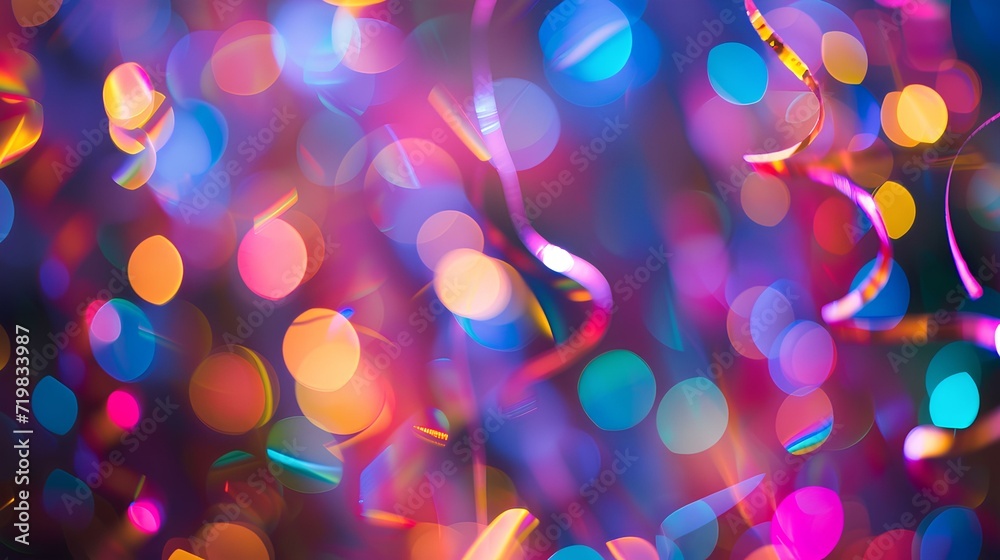 Dynamic streamers dance in the air, enhancing the lively ambiance. movement of colorful ribbons. generative AI Dynamic streamers dance in the air, enhancing the lively ambiance. movement of colorful ribbons. generative AI