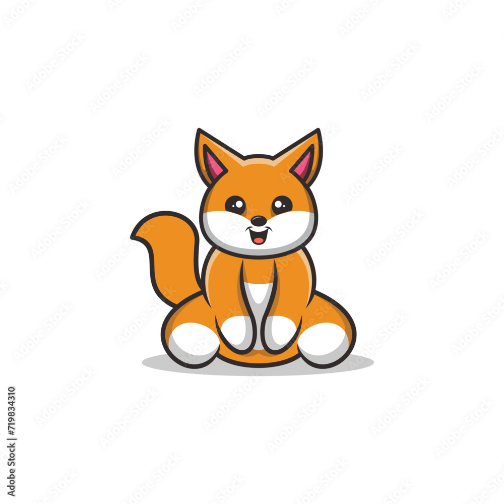 Illustration Cute Fox Mascot Logo