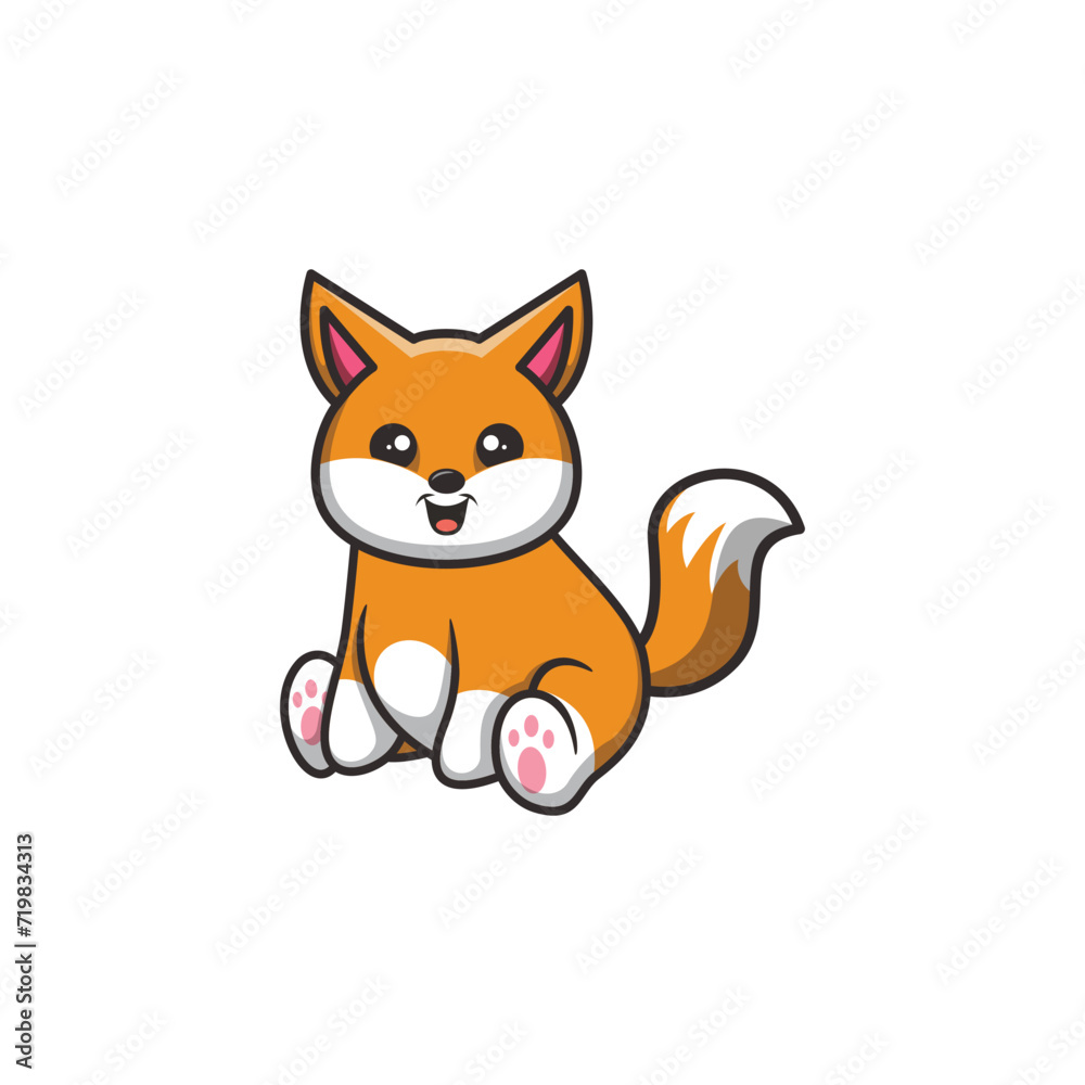 Illustration Cute Fox Mascot Logo