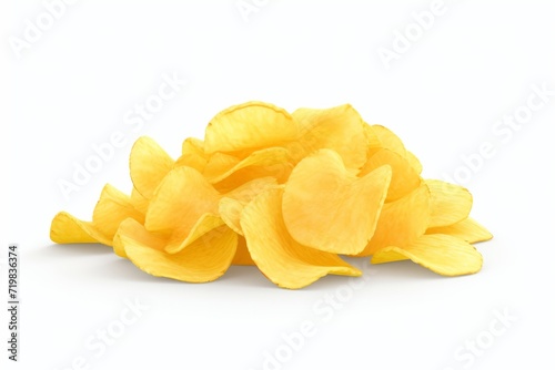 Zesty Cheese-Flavored Potato Chips, Presented in an Irresistible Formation on a White Background, Generative AI