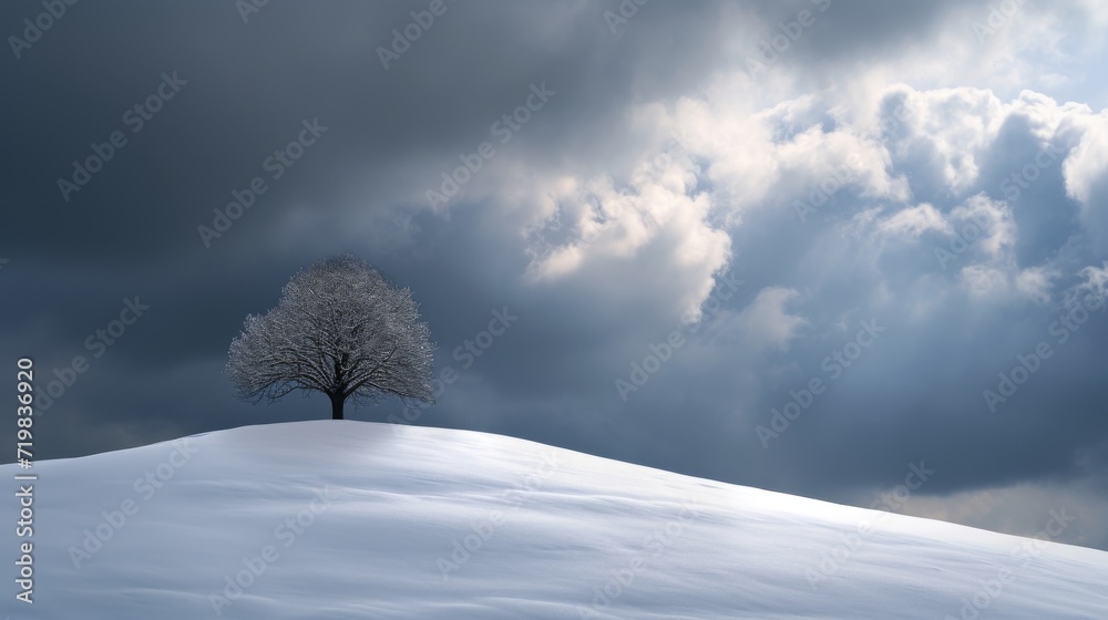 a single tree stood tall on the snow-covered hills a single tree stood tall on the snow-covered hills