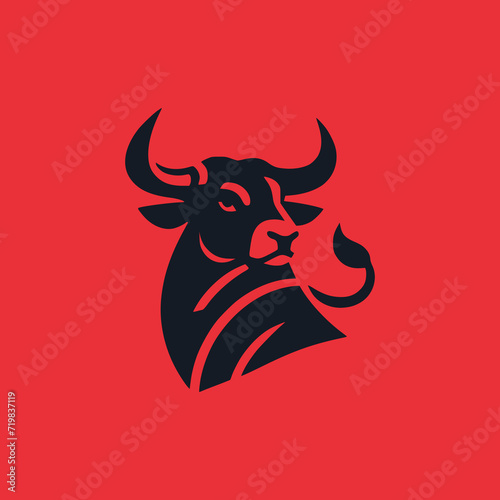 flat logo vector bull , 