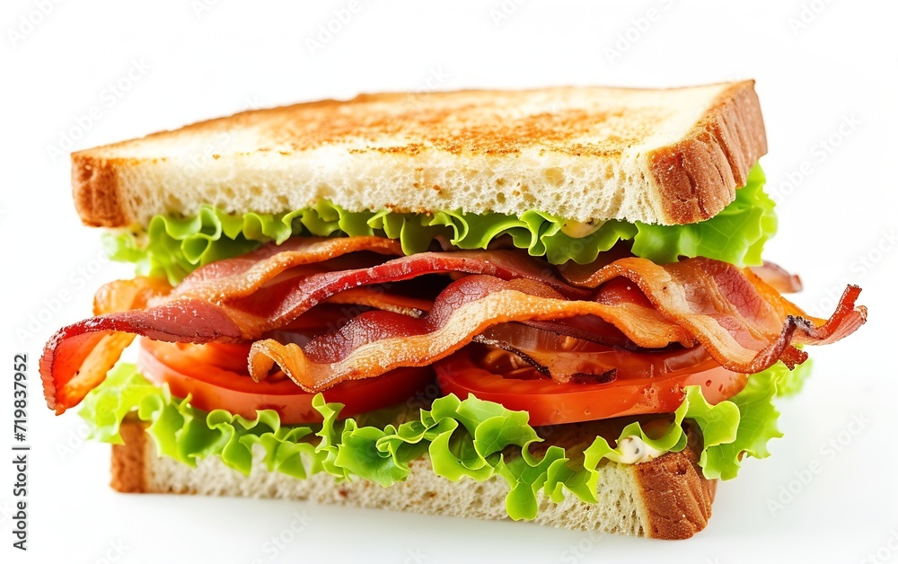 BLT sandwich with bacon,lettuce and tomato isolated on white background : Generative AI
