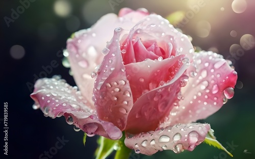 Beautiful a pink color rose in studio ai generative image