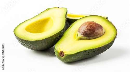 Avocado isolated on white background. avocado sliced closeup. : Generative AI