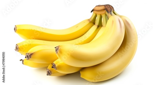 Bunch of bananas isolated on white background with full depth of field. : Generative AI