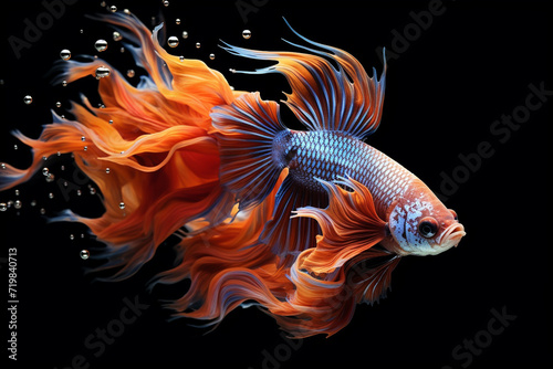 beautiful betta fish  black background