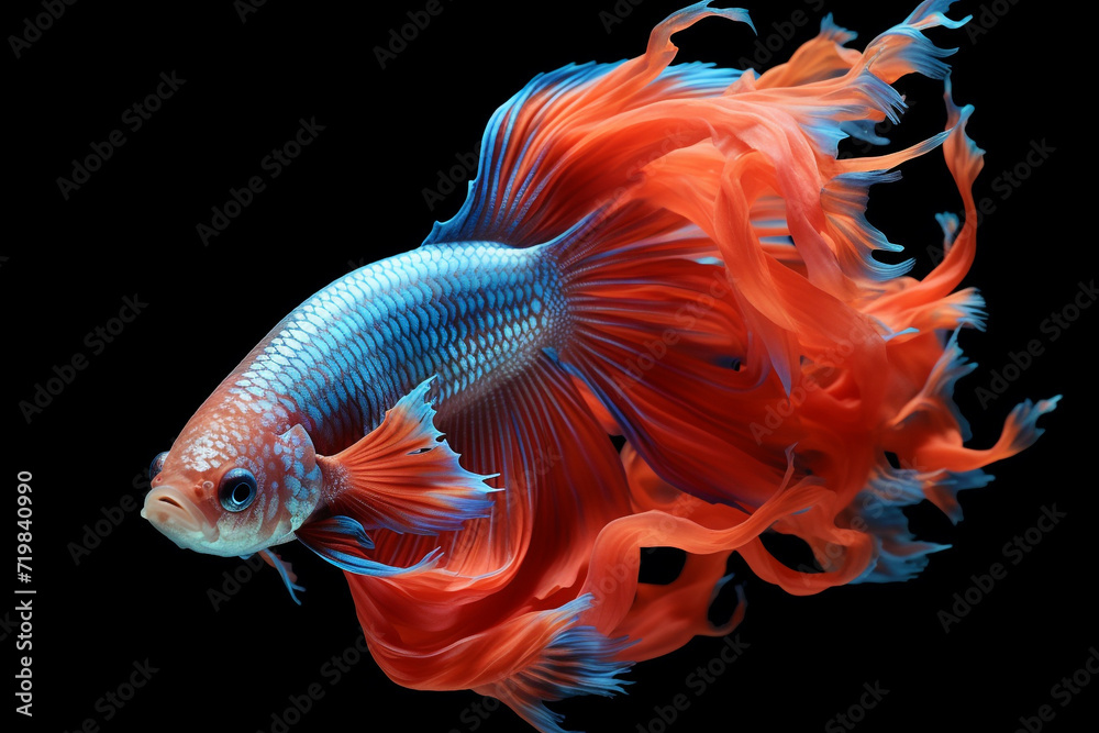 Fototapeta premium beautiful betta fish, black background