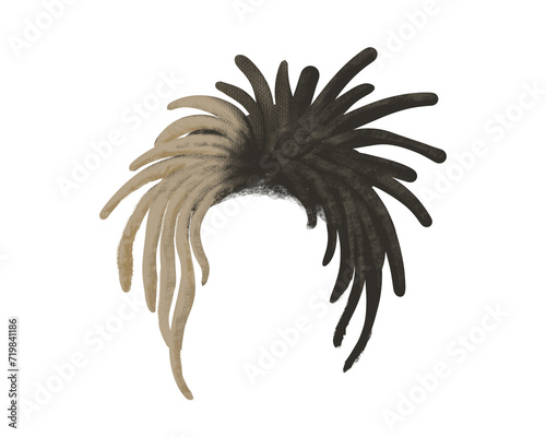 Valokuva dreadlock hair cream black wigs without face