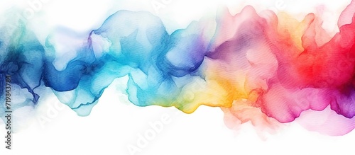 Bright watercolor blue-red stain drips. Abstract illustration on a white background.