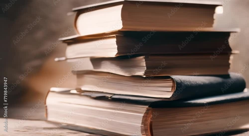 study books piled high on the table study books piled high on the table