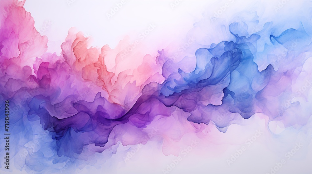 Bright watercolor blue-red stain drips. Abstract illustration on a white background.