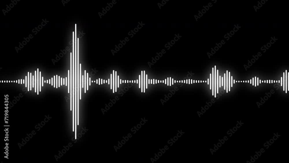 4k abstract music sound wave or audio wavefrom isolated on black background.Line digital minimalist voice and soundtrack.
