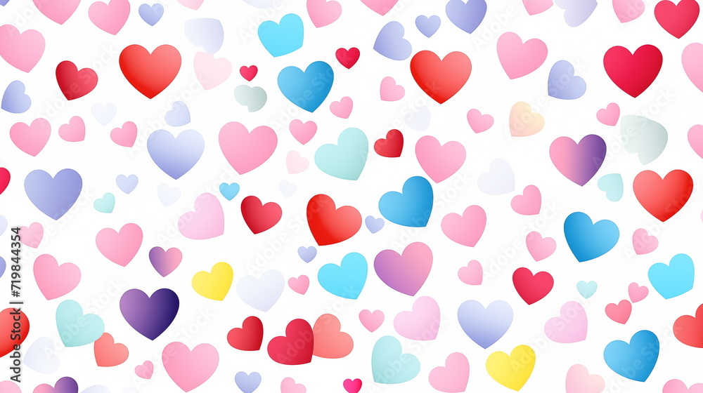 Seamless pattern with multicolor hearts. AI Generative.